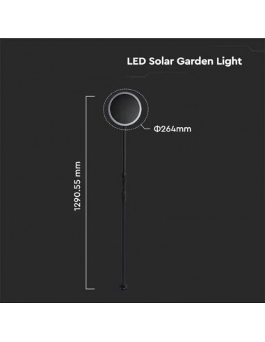 6669-Piantana Solare LED da Giardino  con sensore crepuscolare Colore Bianco e Nero  -3