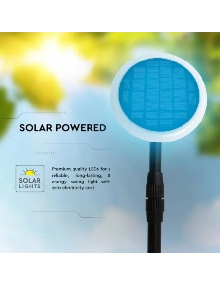 6669-Piantana Solare LED da Giardino  con sensore crepuscolare Colore Bianco e Nero  -6