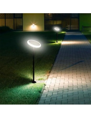 6670-Piantana Solare LED da Giardino  con sensore crepuscolare Colore Bianco e Nero  -4