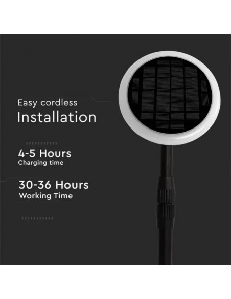 6670-Piantana Solare LED da Giardino  con sensore crepuscolare Colore Bianco e Nero  -7