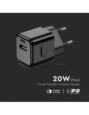 6677-Adattatore da Viaggio USB   PD QC Colore Nero-7