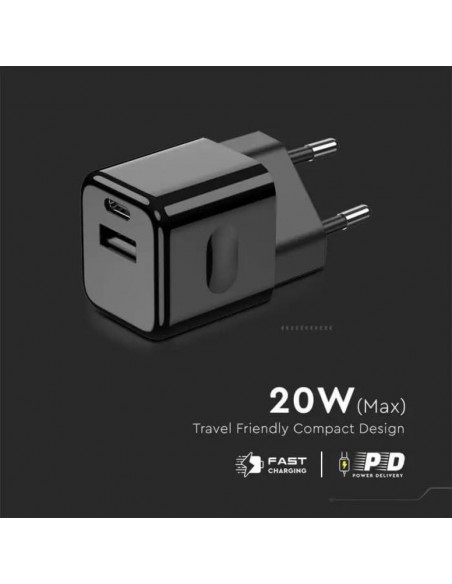6677-Adattatore da Viaggio USB   PD QC Colore Nero-7