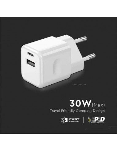 6680-Adattatore da Viaggio USB   PD QC Colore Bianco-6