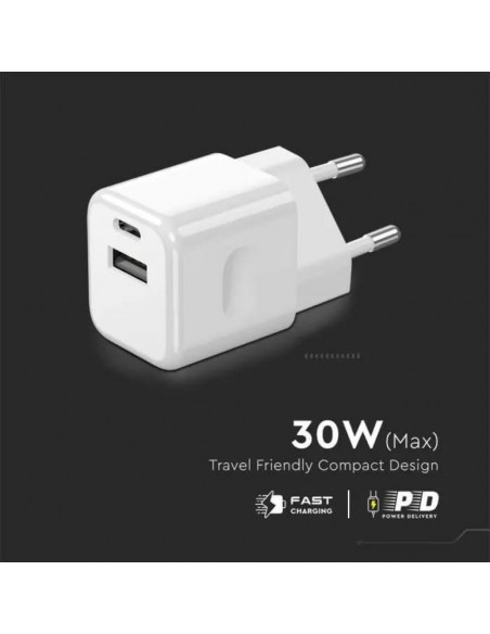 6680-Adattatore da Viaggio USB   PD QC Colore Bianco-6