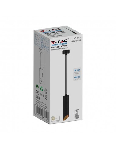 6684-Portafaretto LED a Sospensione GU Corpo in Alluminio Nero Riflettore Colore Oro DxMM-2