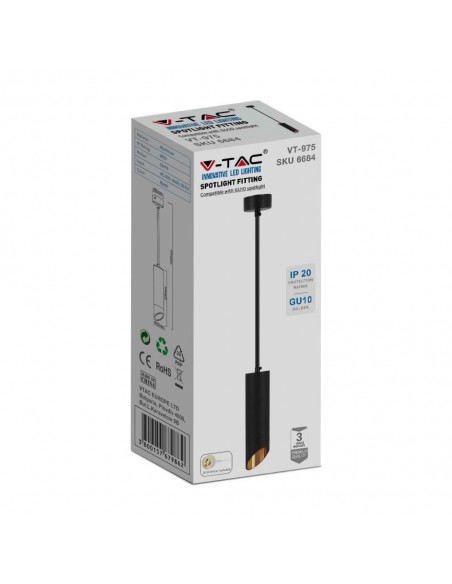 6684-Portafaretto LED a Sospensione GU Corpo in Alluminio Nero Riflettore Colore Oro DxMM-2