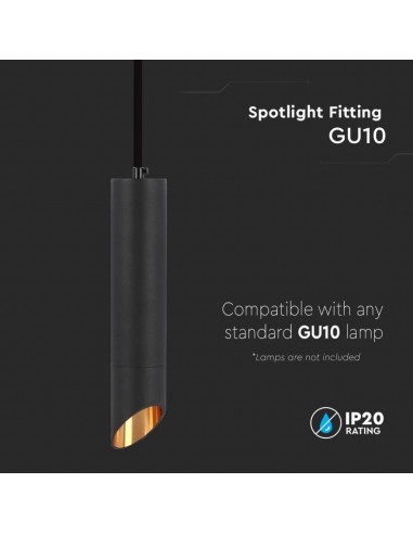 6684-Portafaretto LED a Sospensione GU Corpo in Alluminio Nero Riflettore Colore Oro DxMM-5