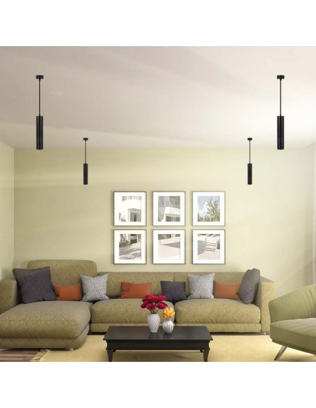 6686-Portafaretto LED a Sospensione GU Corpo in Alluminio Nero Riflettore Colore Oro DxMM-4