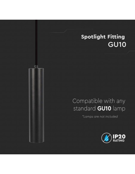 6686-Portafaretto LED a Sospensione GU Corpo in Alluminio Nero Riflettore Colore Oro DxMM-6