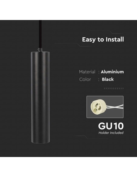 6686-Portafaretto LED a Sospensione GU Corpo in Alluminio Nero Riflettore Colore Oro DxMM-7