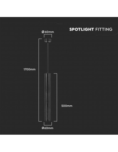 6687-Portafaretto LED a Sospensione GU Corpo in Alluminio Nero Riflettore Colore Oro DxMM-3