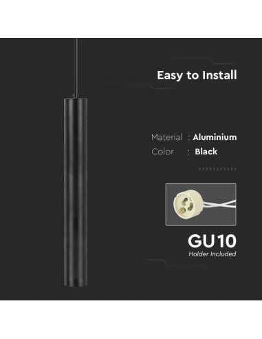 6687-Portafaretto LED a Sospensione GU Corpo in Alluminio Nero Riflettore Colore Oro DxMM-7