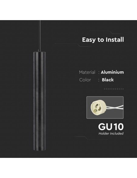 6687-Portafaretto LED a Sospensione GU Corpo in Alluminio Nero Riflettore Colore Oro DxMM-7