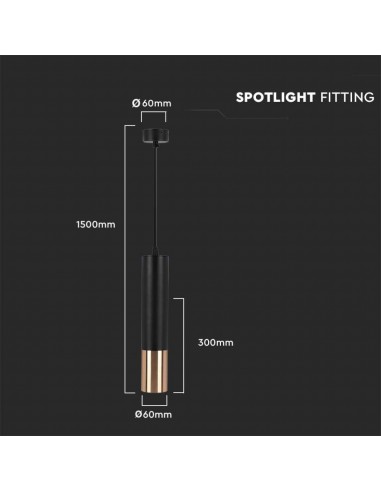6688-Portafaretto LED a Sospensione GU Corpo in Alluminio NeroOro DxMM-3