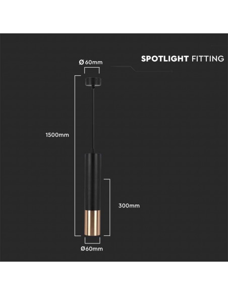 6688-Portafaretto LED a Sospensione GU Corpo in Alluminio NeroOro DxMM-3