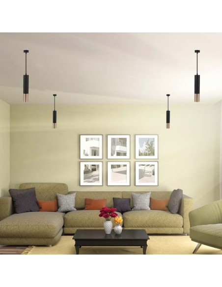 6688-Portafaretto LED a Sospensione GU Corpo in Alluminio NeroOro DxMM-4