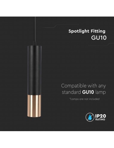 6688-Portafaretto LED a Sospensione GU Corpo in Alluminio NeroOro DxMM-6