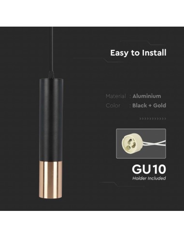 6688-Portafaretto LED a Sospensione GU Corpo in Alluminio NeroOro DxMM-7