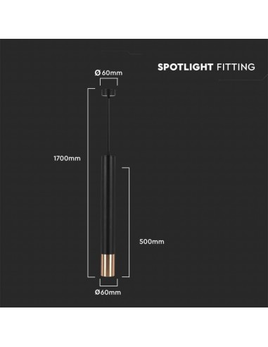6689-Portafaretto LED a Sospensione GU Corpo in Alluminio NeroOro DxMM-3