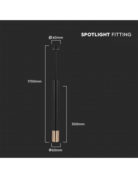 6689-Portafaretto LED a Sospensione GU Corpo in Alluminio NeroOro DxMM-3