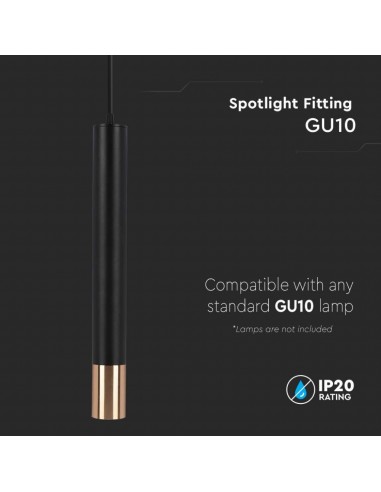 6689-Portafaretto LED a Sospensione GU Corpo in Alluminio NeroOro DxMM-6