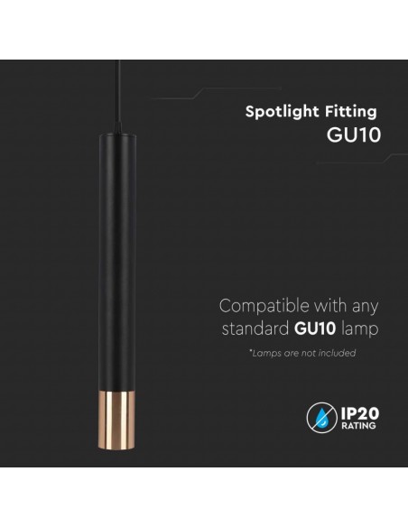 6689-Portafaretto LED a Sospensione GU Corpo in Alluminio NeroOro DxMM-6