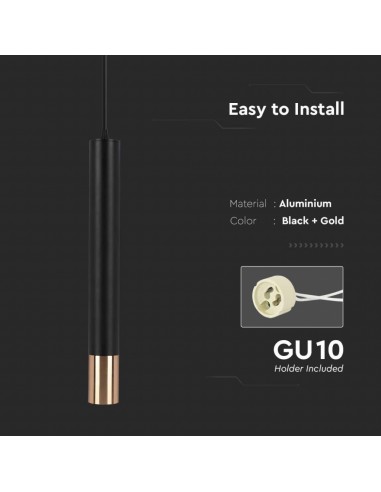 6689-Portafaretto LED a Sospensione GU Corpo in Alluminio NeroOro DxMM-7