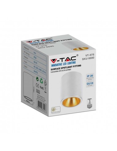 6690-Portafaretto LED Montaggio a Plafone Rotondo GU Corpo Bianco in Ferro e Metallo Cromato e Riflettore Oro Rosa-2