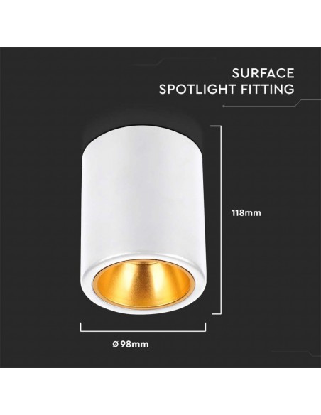 6690-Portafaretto LED Montaggio a Plafone Rotondo GU Corpo Bianco in Ferro e Metallo Cromato e Riflettore Oro Rosa-3