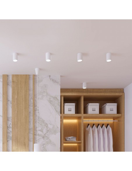 6690-Portafaretto LED Montaggio a Plafone Rotondo GU Corpo Bianco in Ferro e Metallo Cromato e Riflettore Oro Rosa-4