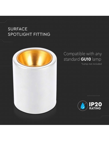 6690-Portafaretto LED Montaggio a Plafone Rotondo GU Corpo Bianco in Ferro e Metallo Cromato e Riflettore Oro Rosa-5