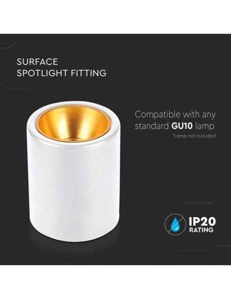 6690-Portafaretto LED Montaggio a Plafone Rotondo GU Corpo Bianco in Ferro e Metallo Cromato e Riflettore Oro Rosa-5