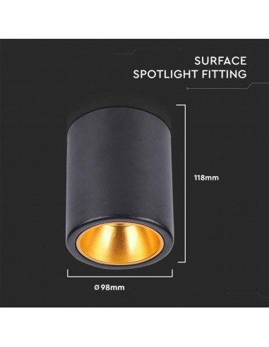 6691-Portafaretto LED Montaggio a Plafone Rotondo GU Corpo Nero in Ferro e Metallo Cromato e Riflettore Oro Rosa-3