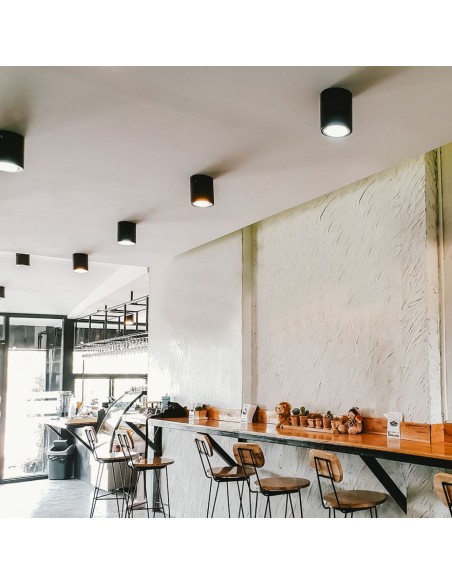 6691-Portafaretto LED Montaggio a Plafone Rotondo GU Corpo Nero in Ferro e Metallo Cromato e Riflettore Oro Rosa-4