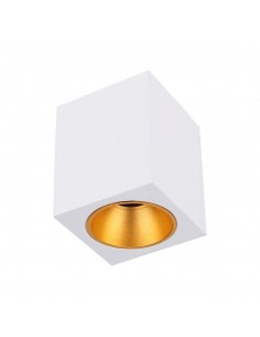 6692-Portafaretto LED Montaggio a Plafone Quadrato GU Corpo Bianco in Ferro e Metallo Cromato e Riflettore Oro Rosa-1