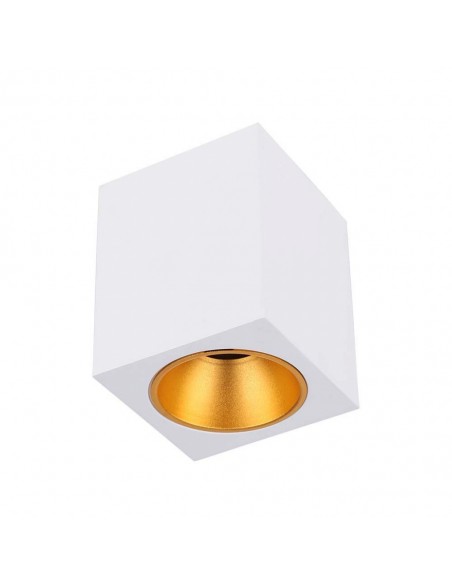 6692-Portafaretto LED Montaggio a Plafone Quadrato GU Corpo Bianco in Ferro e Metallo Cromato e Riflettore Oro Rosa-1