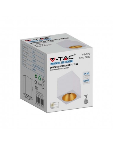 6692-Portafaretto LED Montaggio a Plafone Quadrato GU Corpo Bianco in Ferro e Metallo Cromato e Riflettore Oro Rosa-2