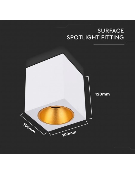 6692-Portafaretto LED Montaggio a Plafone Quadrato GU Corpo Bianco in Ferro e Metallo Cromato e Riflettore Oro Rosa-3