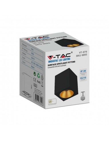 6693-Portafaretto LED Montaggio a Plafone Quadrato GU Corpo Nero in Ferro e Metallo Cromato e Riflettore Oro Rosa-2