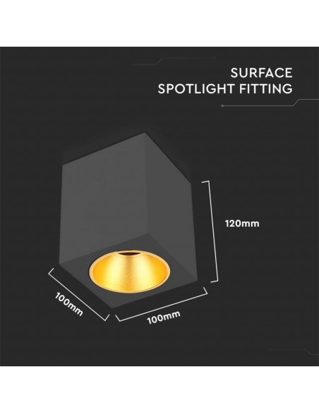 6693-Portafaretto LED Montaggio a Plafone Quadrato GU Corpo Nero in Ferro e Metallo Cromato e Riflettore Oro Rosa-3