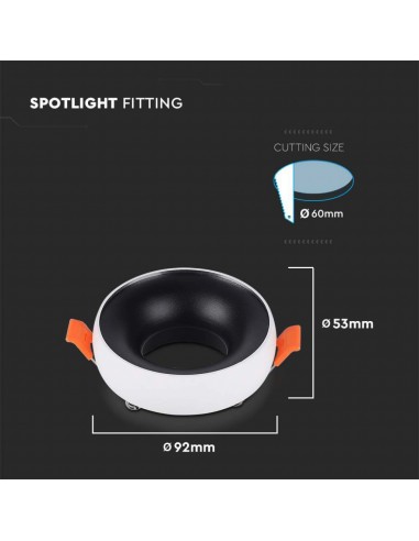 6694-Portafaretto LED da Incasso GU Rotondo Colore Bianco Riflettore Nero con Supporto Inclinato-3