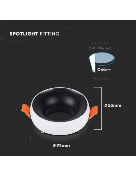 6694-Portafaretto LED da Incasso GU Rotondo Colore Bianco Riflettore Nero con Supporto Inclinato-3