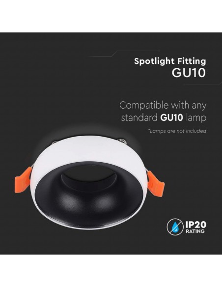6694-Portafaretto LED da Incasso GU Rotondo Colore Bianco Riflettore Nero con Supporto Inclinato-5