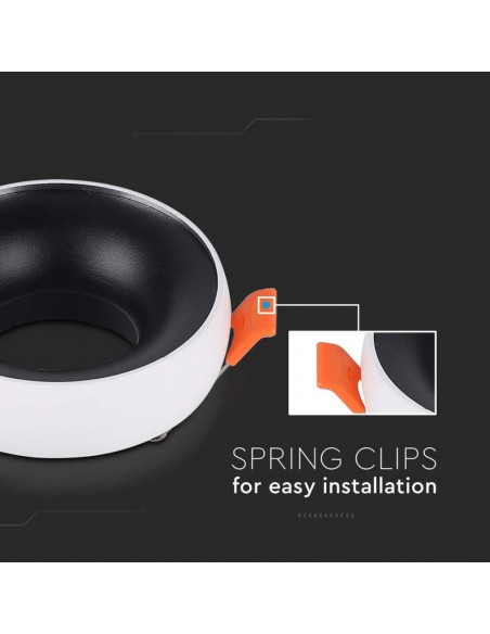 6694-Portafaretto LED da Incasso GU Rotondo Colore Bianco Riflettore Nero con Supporto Inclinato-6