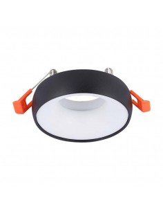 6695-Portafaretto LED da Incasso GU Rotondo Colore Nero Riflettore Bianco con Supporto Inclinato-1