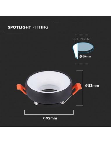 6695-Portafaretto LED da Incasso GU Rotondo Colore Nero Riflettore Bianco con Supporto Inclinato-3