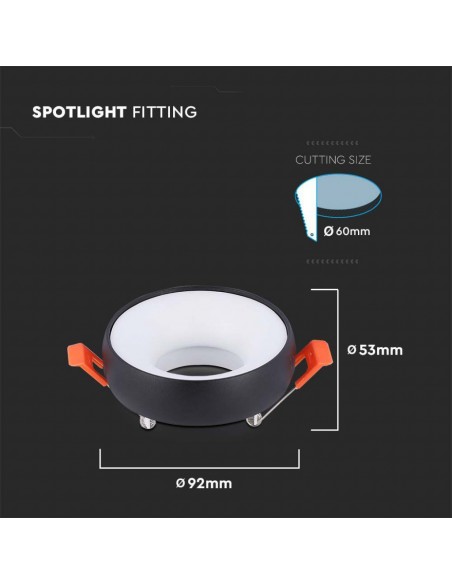 6695-Portafaretto LED da Incasso GU Rotondo Colore Nero Riflettore Bianco con Supporto Inclinato-3