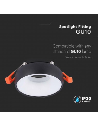 6695-Portafaretto LED da Incasso GU Rotondo Colore Nero Riflettore Bianco con Supporto Inclinato-5