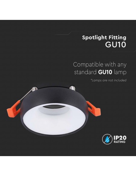 6695-Portafaretto LED da Incasso GU Rotondo Colore Nero Riflettore Bianco con Supporto Inclinato-5