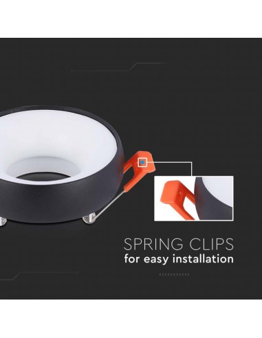 6695-Portafaretto LED da Incasso GU Rotondo Colore Nero Riflettore Bianco con Supporto Inclinato-6